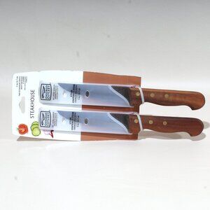 Chicago Cutlery Steakhouse Steak Knives 5 inch Blades Wood Handles Set of 2 NEW